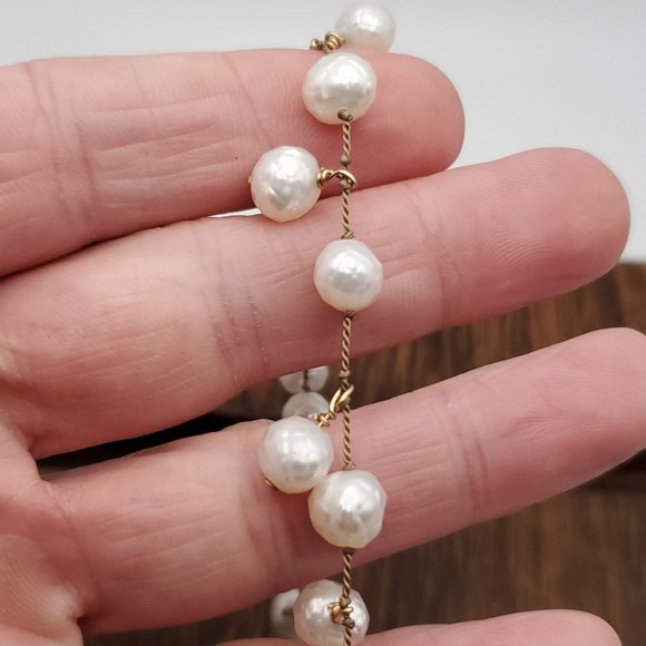 7 Inch 925 Sterling Silver & Cord Genuine Pearls Bracelet - Picture 2 of 6